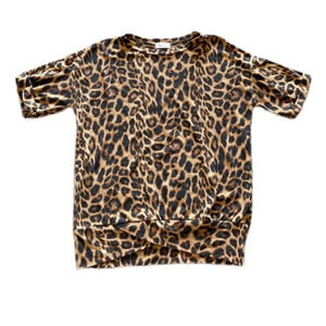 Riah Fashion Leopard Print Short Sleeve Blouse Women’s Large